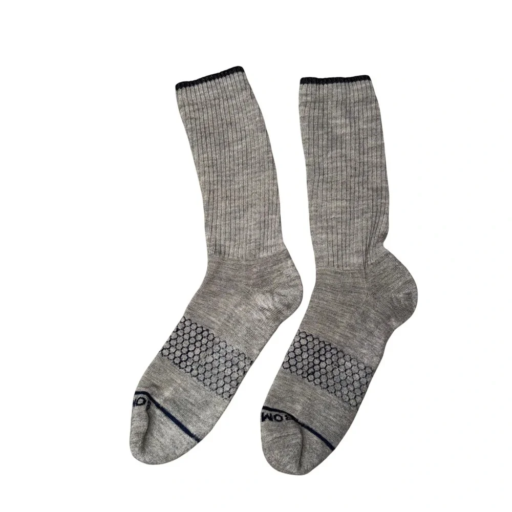 Bombas Merino Wool Blend Crew Socks Mens XL Gray Excellent Honeycomb Support